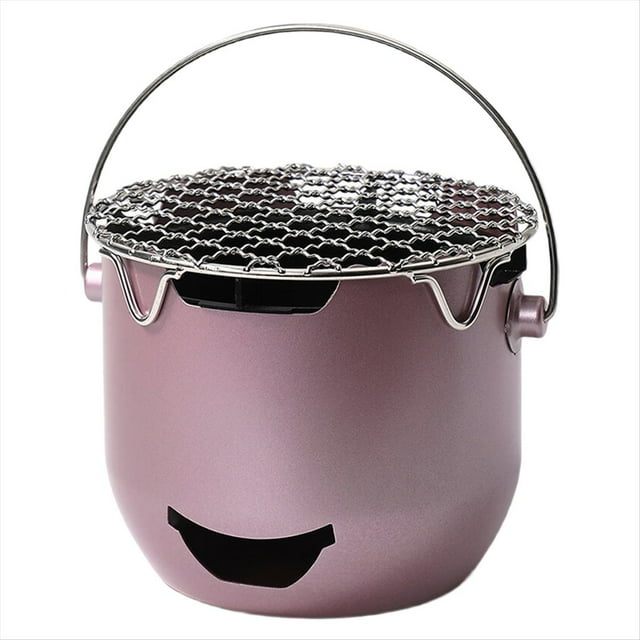 Mini Estufa de Carbón para Acampar, Cocina Portátil con Parrilla, para Exteriores, Color Violeta.