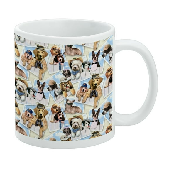 Cool Dogs on Framed on Fence Pattern White Mug