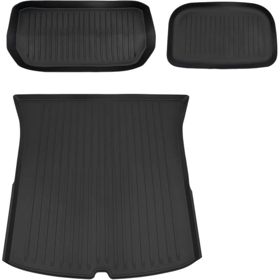 TPE Tesla Model Y Front Rear Trunk Mats Cargo Liner Mat 2023 All Weather Floor Mats Trunk Storage (Set of 3 Mats)