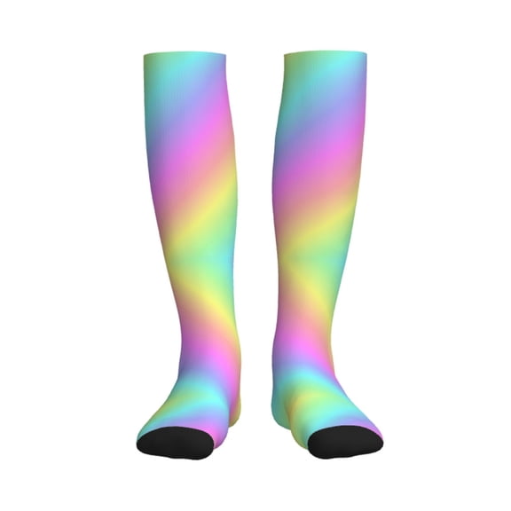 Rainbow Stripe Compression Socks for Women Men Circulation Graduated Supports Socks for Running Athletic Sports