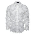 thumbnail image 2 of 3d Feather Dress Shirt for Men Long Sleeve Button Down Collared Shirts Party Prom Shirt, 2 of 4