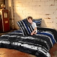 thumbnail image 4 of Manfei Grunge American Flag Full Size Comforter Sets, Black White Stripe Bedding Comforter Set, Black Reversible 3-Piece, 1 Comforter and 2 Pillowcases, 4 of 6