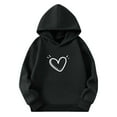 thumbnail image 4 of SGFCWSX Girls Hoodies Heart Print Sweatshirt for Kids Hooded Warm Long Sleeve Fashion Pullover Tops Black Size 3-4 Years, 4 of 5