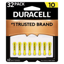Duracell Hearing Aid Batteries with Easy-Fit Tab, Size 10, 32 Pack