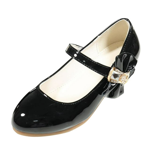 LNMQLPDBS Teen Girl Dress Shoes Kids Fashion Solid Color Princess Shoes with Adjustable Buckle Anti-Slip Dance Single Shoes Low Heels High Heels Dress Shoes Flower Girl Shoes for Wedding