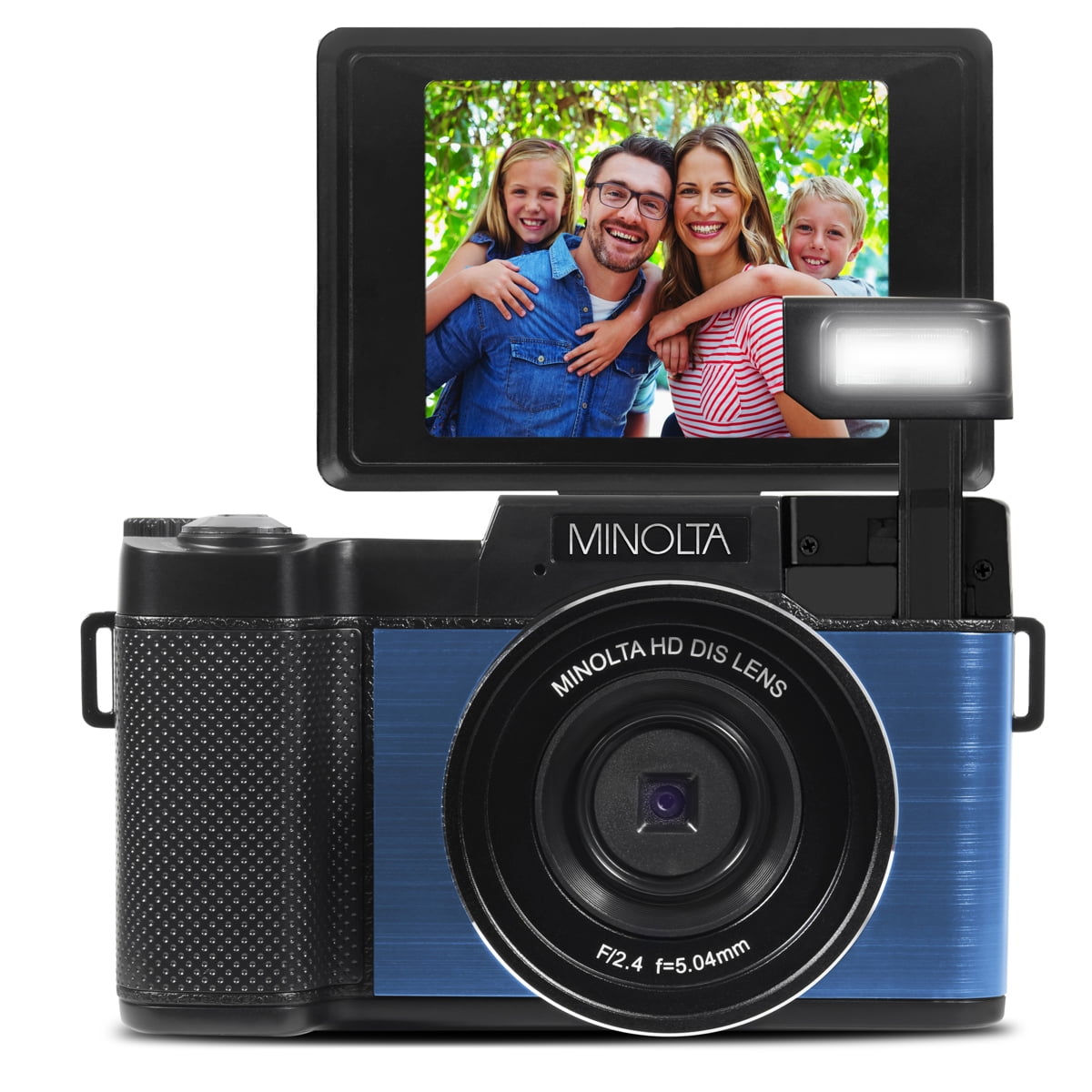 Minolta MND30 30MP 2.7K QHD 3.0" LCD Screen Digital Camera, Blue, With micro SD Card and Slinger Camera Bag
