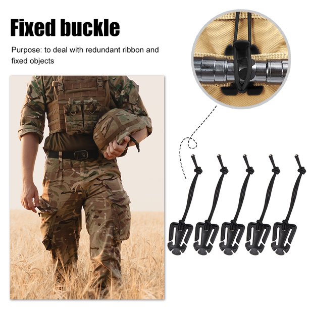 Hebillas De Correas Hebillas De Correas 5 uds Molle mochila mosquetón EDC cuerda elástica correas hebilla de fijación (negro)