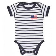 Usa Striped Baby Bodysuit, Navy & White - 18-23 Months
