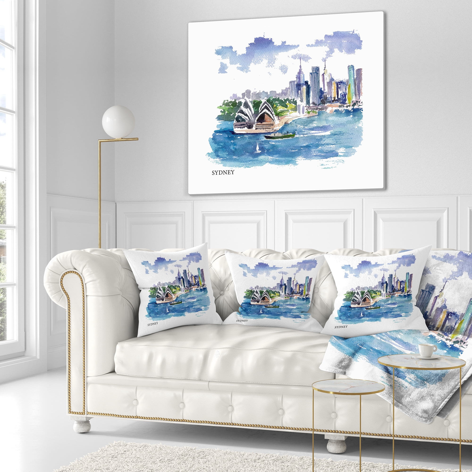 Designart Australia Vector Illustration - Cityscape Painting Throw Pillow - 18x18