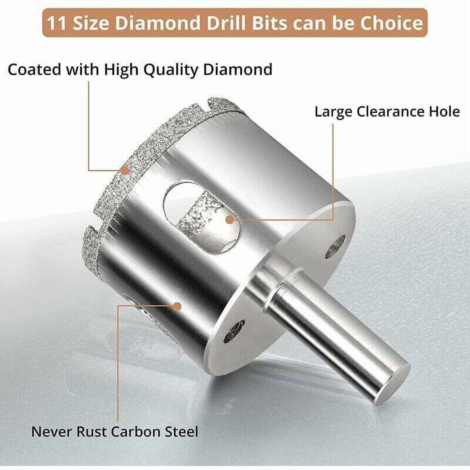 Diamond Hole Saw, Adjustable Hole Punch Locator Tile Hole Saw with 11pcs Diamond Coated Hole Saw Drill Bits with Suction Cup Base for Ceramic Glass..