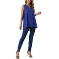thumbnail image 2 of INSPIRAR CHIC Blusa de Chifón para Mujeres, Cuello en V, Sin Mangas, Top de Doble Capa, Tunica Fluida, Camisas Casuales XL Azul Real, 2 of 6