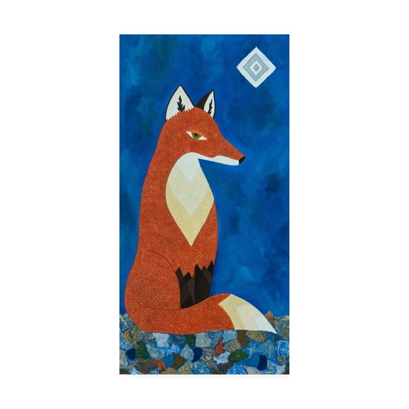 Trademark Fine Art 'Fox Under Diamond Moon' Canvas Art by Casey Crai