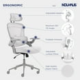 thumbnail image 6 of Nouhaus Ergo Fit High Back Ergonomic Mesh Office Chair with Adjustable Lumbar Support for Home Office & Study Room, White, 6 of 6