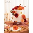 thumbnail image 4 of Flores Artificiales Serwalin Naranja Borgoña Decoración de Otoño, 4 of 8