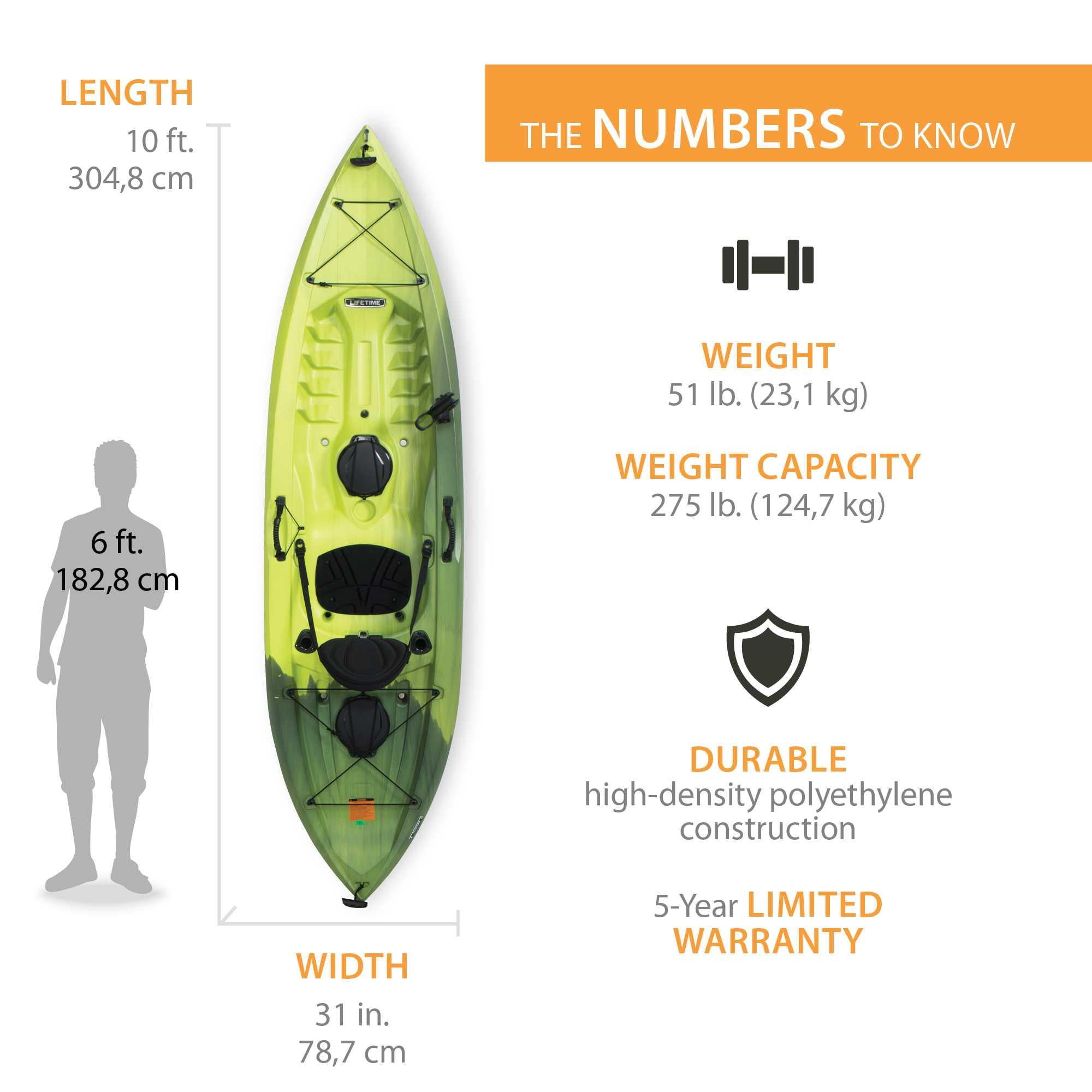 Lifetime Tamarack Angler 10 ft Sit-on-Top Fishing Kayak, Krypron Fusion (90847)
