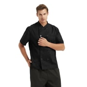 TopTie Unisex Short Sleeve Chef Coat Jacket, Black