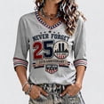 thumbnail image 3 of 9/11 25th Anniversary Never Forget Shirt for Women 3/4 Sleeve V Neck 911 Memorial Patriot Day Tshirt, 2XL, 3 of 4