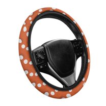 Yuyamidu Orange Polka Dots Steering Wheel Cover Warm Steering Wheel Decorative Accessory for Auto Sedan 15 Inch Winter Car Wheel Protector Flannel Case