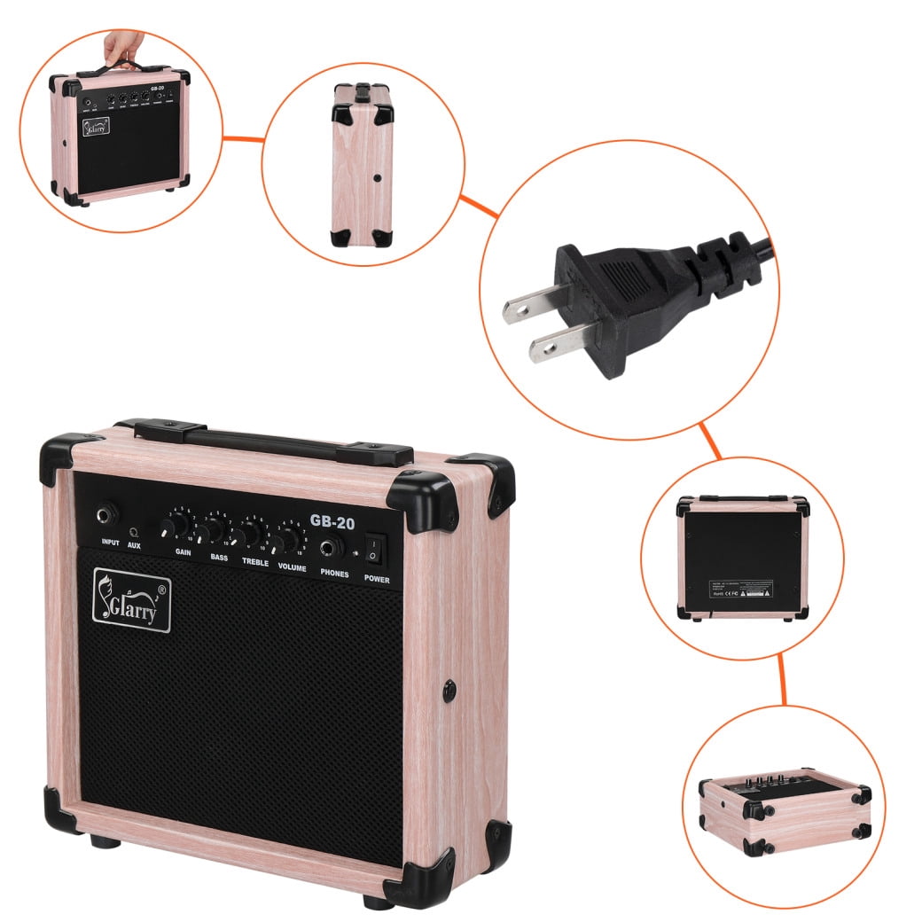 20W Electric Guitar Amp with Volume Control, Portable Travel Mini Guitar Accessories with Slient Mode, Practice Amp for Electric Guitar, Natural