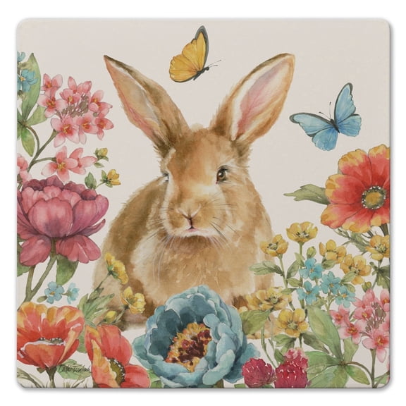 Thirstystone Bunny & Butterfly Decorative Cork Backed Stone Trivet 8" Square