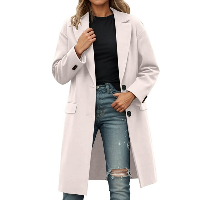 Krdevn Trench-Coat Double pour Femmes Col Cranté Décontracté Coupe Ample Long Anorak Veste pour Automne Hiver, Taille : TTG