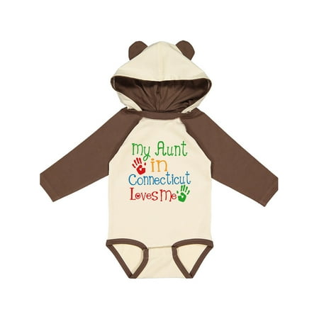 

Inktastic My Aunt in Connecticut Loves Me Gift Baby Boy or Baby Girl Long Sleeve Bodysuit
