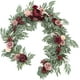thumbnail image 1 of Nvzi Guirnalda de eucalipto artificial de 1,8 m con flores, vegetación artificial, enredadera floral, color vino, 1 of 1