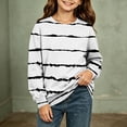 thumbnail image 2 of Girls Striped Print Sweatshirt Loose Fit Crew Neck Long Sleeve Pullover Tops Kids Casual Versatile Sweatshirts Back To School Clothes 4-14Years, 2 of 6