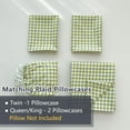 thumbnail image 3 of Green Gingham Queen Sheet Set, Soft Brushed Microfiber Green Plaid Queen Bed Sheets, 4-Pieces Green Grid Sheet Set with Deep Pocket, 3 of 7