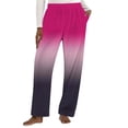 thumbnail image 5 of UAMVSH Women's Fuzzy Pajama Pants Gradient Warm Cozy Pj Bottoms Soft Flannel Fleece Thermal Wide Leg Sleepwear with Pockets, 5 of 5