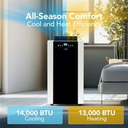 Whynter Dual Hose Portable AC 14,000 BTU, 500 Sq Ft, Heater Dehumidifier Fan with Carbon Filter