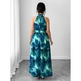 thumbnail image 2 of Multicolor Plus Size Sleeveless High Neck Maxi Dress With Cinched Waist And Floral Print, 2 of 7