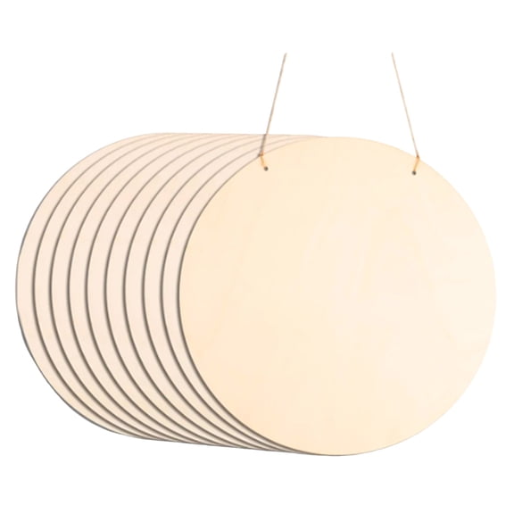 WUSUOWEI 10 Pack Wood Circles for Crafts, Unfinished Round Blank Wooden Door Hanger Sign for DIY Crafts, Christmas Door Hanger, Holiday Home & Party Decoration