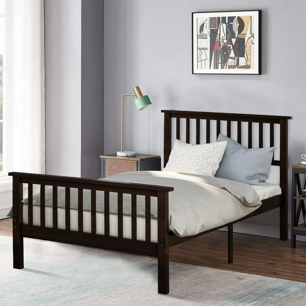 Modern Bedroom Furniture Espresso, Hardwood Twin Bed Frame