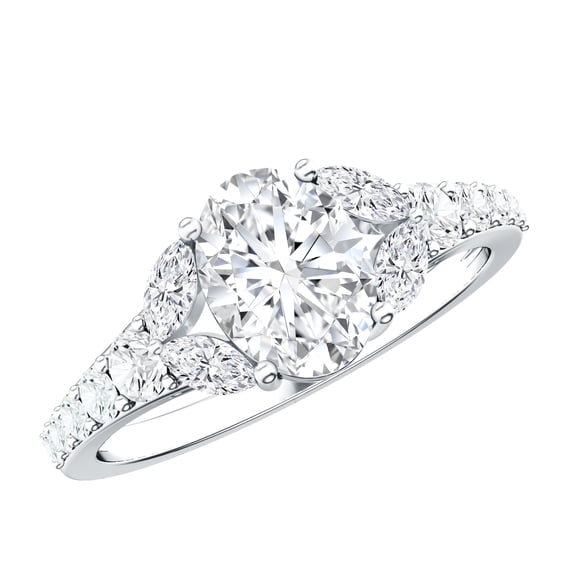 Rosec Jewels - Lab Diamond Engagement Ring - 6X8 mm Oval Shape - 1 Carat - EF-VS Quality, 925 Sterling Silver, US 4.00