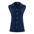 thumbnail image 6 of OAVQHLG3B Womens Tank Tops Plus Size Tops for Women Summer Casual Turn-down Collar Leisure Sleeveless Solid Vest Tops, 6 of 7