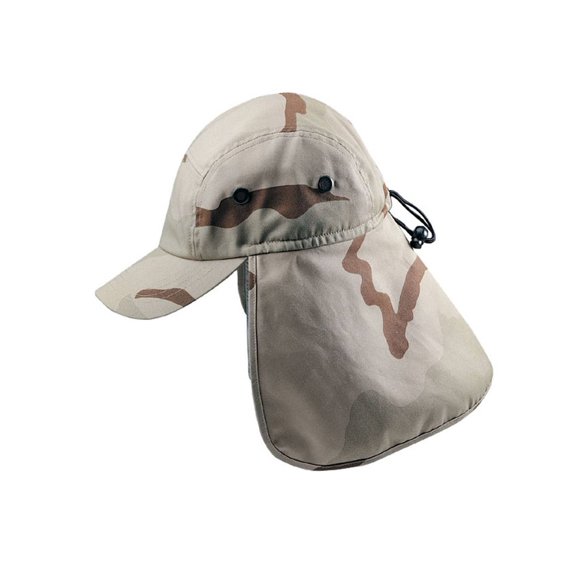 CAMOUFLAGED T/C TWILL CAP WITH FLAP, New Desert