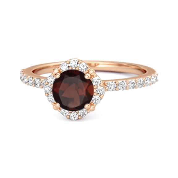 Mooneye 0.25 Ctw Garnet Solitaire 925 Sterling Silver Rose Plated Friendship Women Gifts Ring