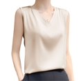 thumbnail image 2 of GUOBIOZIY Women's Cami Top Satin V Neck Tank Top Adjustable Spaghetti Strap Camisole Spring Summer Fashion Loose Camisole (White,XL), 2 of 5