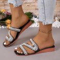 thumbnail image 3 of IUJSOY Mules Low Wedges for Women Square Open Toe Casual Slides Pearl Strappy Dress Pumps Shoes, 3 of 9