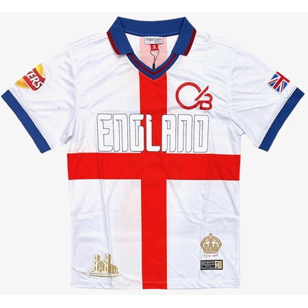England International Team Men's 1990 Retro Soccer Jersey by Headgear Classics (X-Small, White)