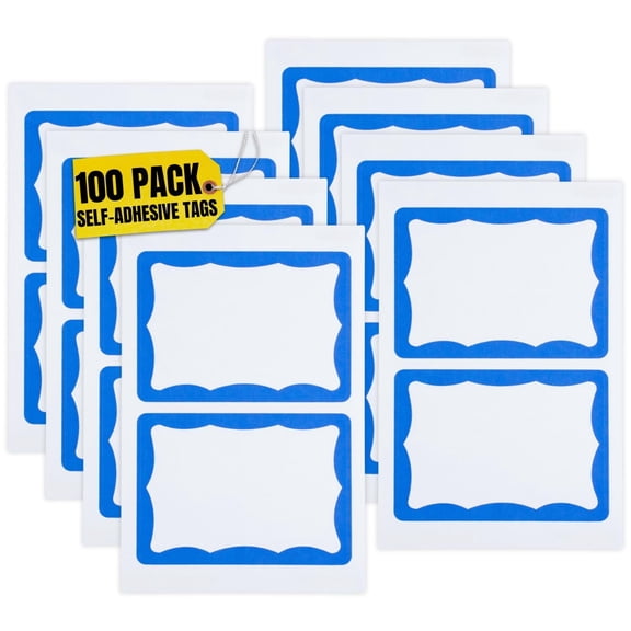 1InTheOffice Name Tag Stickers, Name Tag Labels, Self-Adhesive, Removable, Blue, 100/Pack
