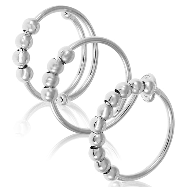 Muyoka 3 piezas de acero inoxidable Fidget Ring- Spinner Ring Ansiedad Anillo para Mujeres Hombres Aliviar el estrés Triple entrelazado Rolling Flower Moon Fidget Band Anillos para la ansiedad Muyoka Hogar