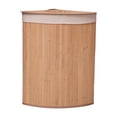 thumbnail image 1 of Cesto de ropa sucia de bambú de esquina con tapa y asa, organizador de almacenamiento de juguetes, lavado Beige, 1 of 9