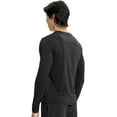 thumbnail image 3 of Infinity Men's Long Sleeve Underscrub Round Neck Top with Long Sleeves, Contrast Stitching On Side Seams IN608, XS, Black, 3 of 6