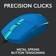 Logitech G203 Wired Gaming Mouse, 8,000 DPI, Rainbow Optical Effect LIGHTSYNC RGB, 6 Programmable Buttons, Blue