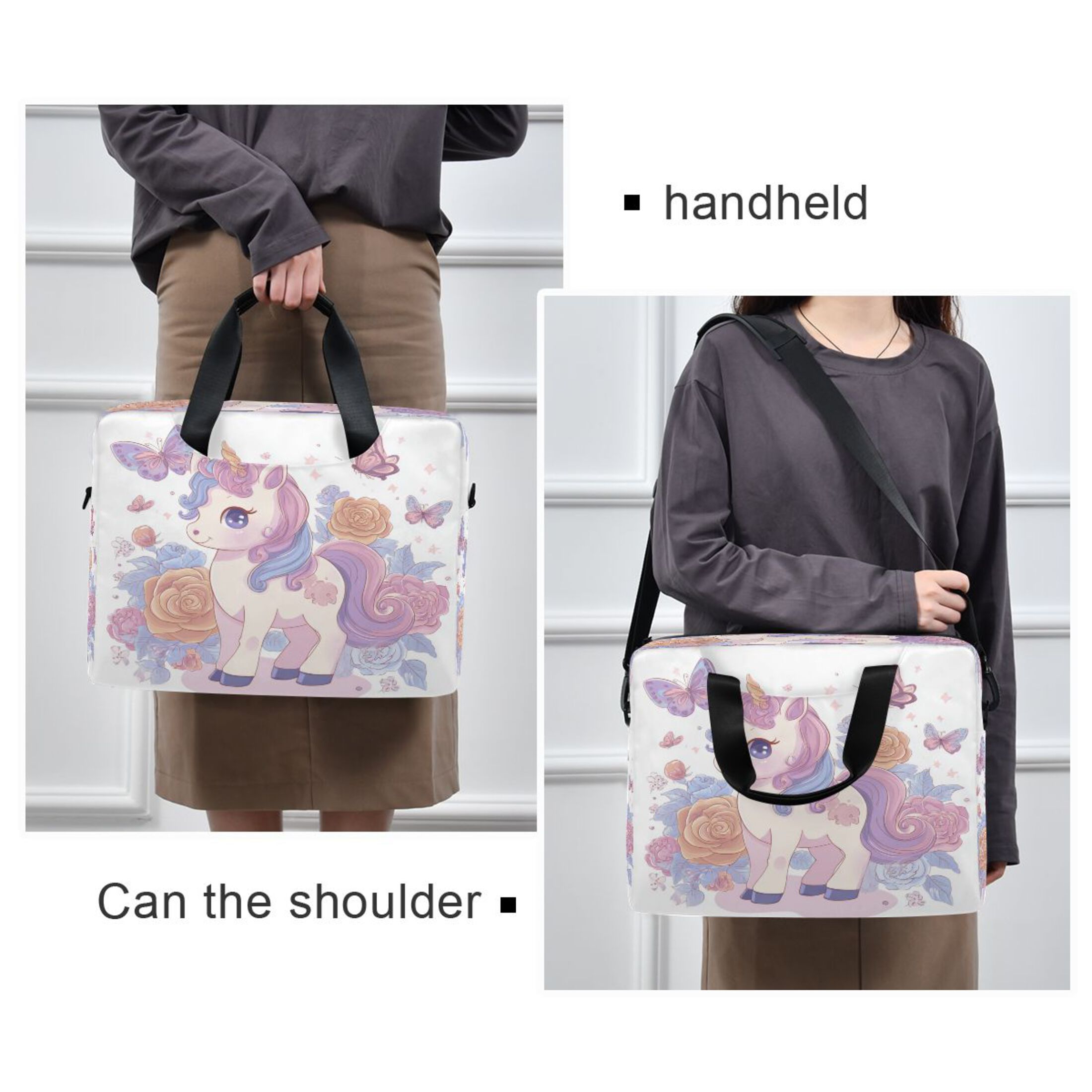 16" Laptop Tote Bag Laptop Sleeve Case Computer Briefcase for Work & Travel Pastel Colors Unicorn
