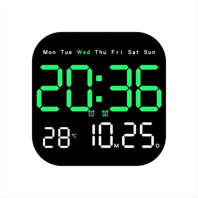 Relojes de Pared Digitales Temperatura Fecha Semana VisualizacióN Reloj de Mesa ElectróNico 12/24H Reloj Despertador LED Montado en la Pared Control Remoto,E