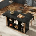 thumbnail image 3 of Bar Table with Storage, 62.6" Rectangular Home Bar Cabinet Unit with 6 Spacious Cubbies, 3 of 6