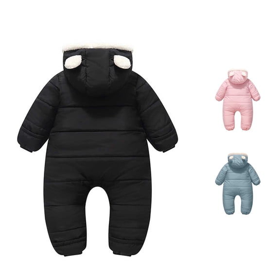 RMGVDSD Newborn Baby Cartoon Bear Snowsuit Winter Coat Hooded Romper Jumpsuit Infant Girls Full Zip Warm Jumpsuit One-Piece Outfits 24-30 Months